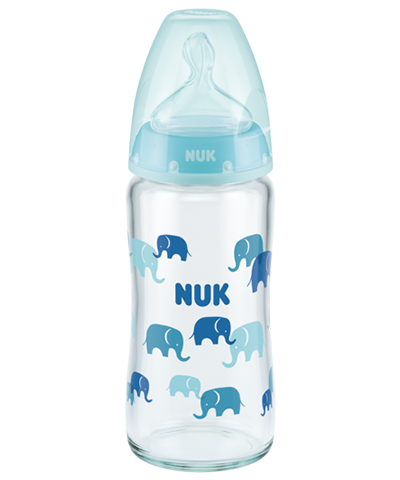 NUK First Choice+ biberon in vetro, 0-6 mesi, Controllo temperatura, tettarella in silicone, Valvola anti-coliche, Senza BPA